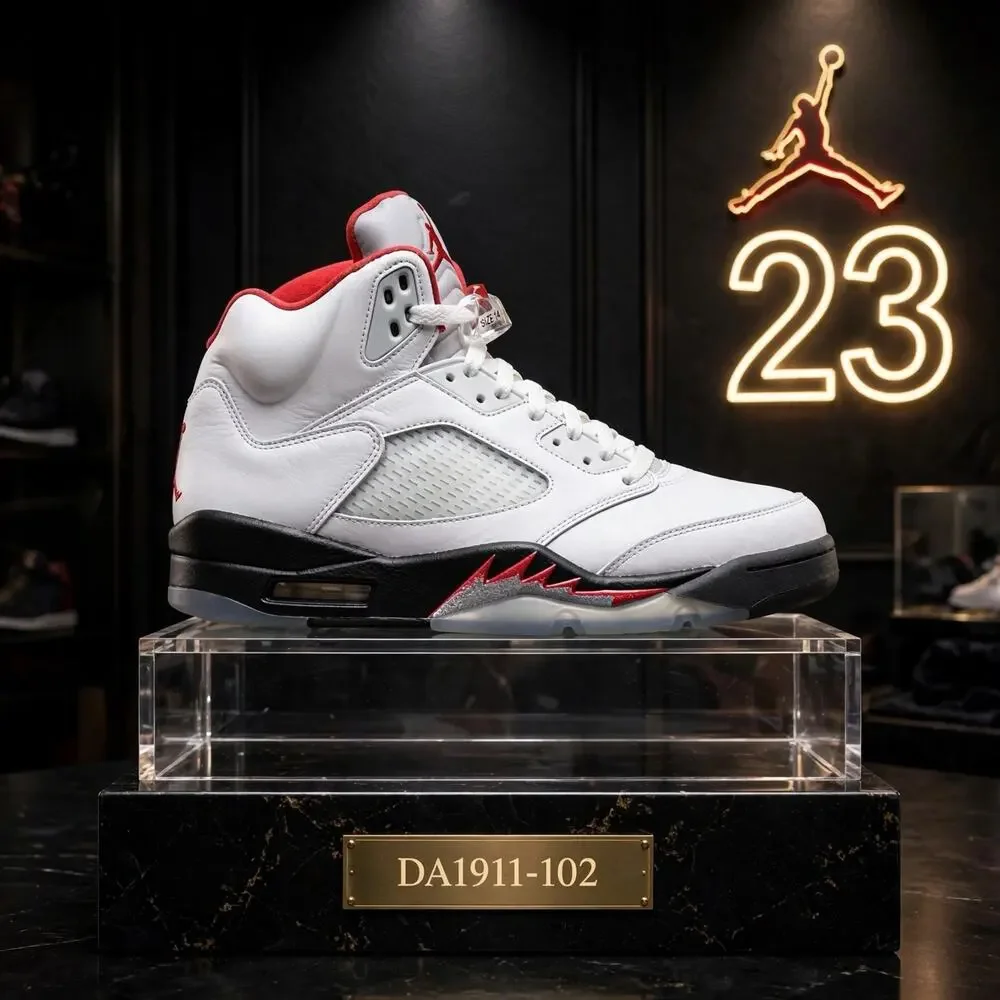 Size 14 - Air Jordan 5 Retro Fire Red 2020 DA1911-102 White Black True Red W Box